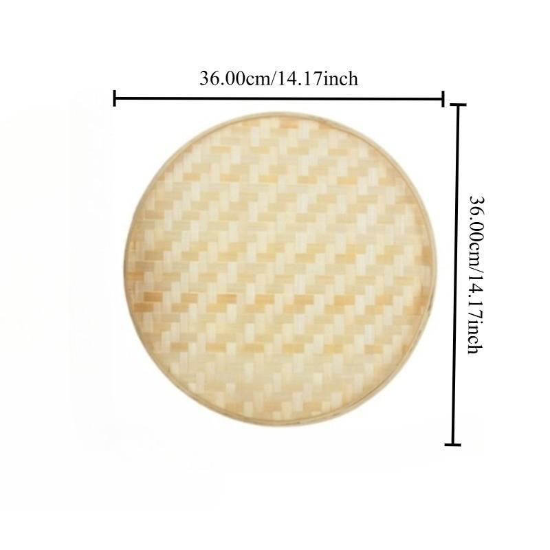 Natural Bamboo Woven Sieve Tray - Handmade Round Bamboo Basket for Drying Fruits, Vegetables, Herbs, and Kids Art Decor, Rustic Wall Hanging Decorative Tray