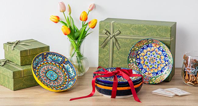 vancasso Pasta Bowls, Ceramic Salad Bowls of 6, 32 oz Large Corlorful Serving Bowls for Kitchen, Dishwasher & Microwave Safe Soup Bowls, Pasta Plates Tableware