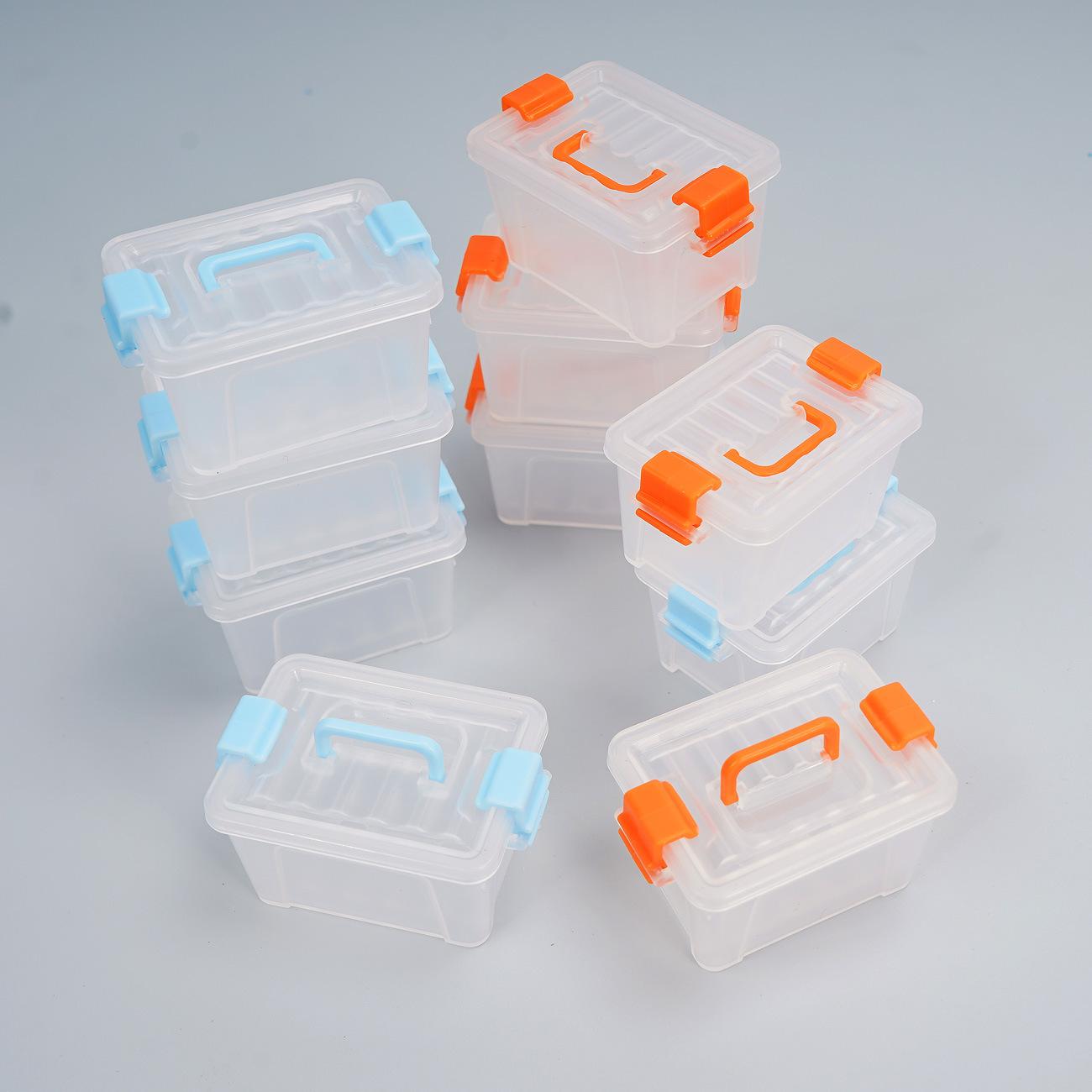 Transparent Plastic Storage Box Mini Suitcase Organizer Small Parts Container Tool Storage Case for Dollhouse Pretend Play Toy