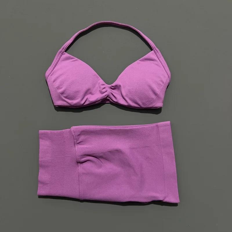 2 Piece Sport Set Women Seamless Yoga Tank Bra Waist Scrunch Bum Gym Shorts Sets Fitness Running Workout Suit,Sports,Leggings,Backless,Halter,Crop,Butt,stylish,activewear,,daily,outfit,,Insulated,Hunting,Camo,mfvim,woman,,athletic,, Two Piece Set