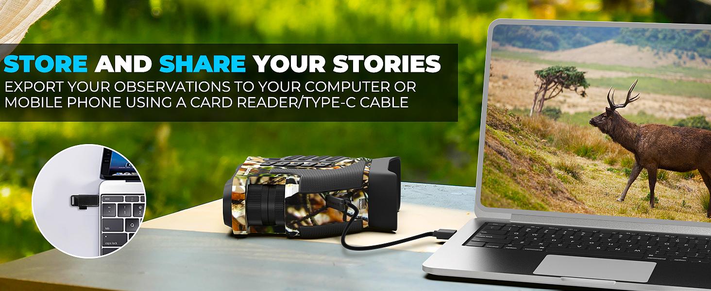 WOSPORTS 4K Night Vision Binoculars | 1315FT Range, 10X Optical Zoom, Rechargeable with 3'' Screen & 32GB Card