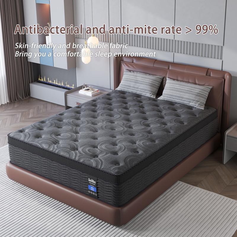 12/14 Inch Gel Memory Foam Mattress Twin Full Queen King Bed Hybrid Pocket Spring Mattress  In A Box ,Medium Firm Motion Isolation