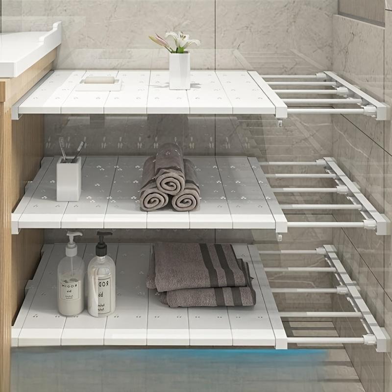 1pc Shelf Rack Cabinet Layered Storage Organizer, Closet Partition Holder, Clothes Kitchen Cabinet Divider, Display Shelves, Closet Organiser