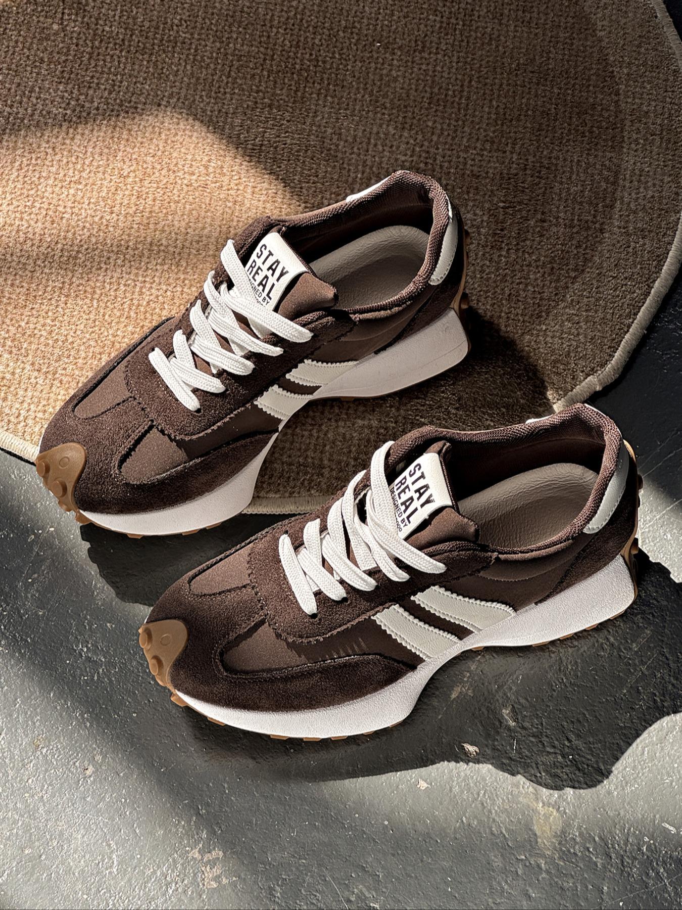 Women's Fashion Thick-Sole Sneakers, Breathable Walking Shoes with Comfortable Support, Casual Textile Upper & Rubber Outsole, Sneaker Streetwear for All-Season Wear