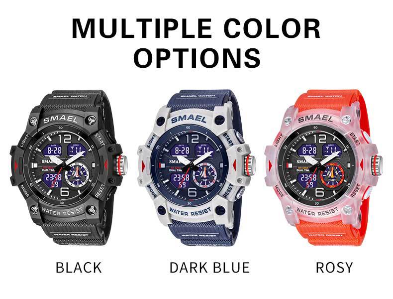 Unisex Modern Translucent Digital-Analog Sports Watch - 50mm Large Round Plastic Case, PU Leather-Polyurethane Strap, Luminous, 50M Water Resistant for Swimming, Showering, Large Size