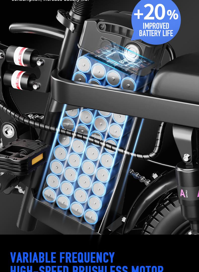 Adult Electric Bicycles Foldable 20mph Commuter Ebike with Detachable Battery Lightweight Folding Ebike 500W 48V 15AH 16 Stage Damping