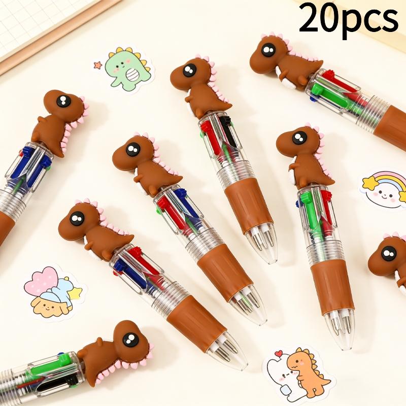 20/30pcs Creative and Cute Brown Little Dinosaur - themed Retractable Four - color Pen. The Dinosaur Series Press - type Gel Pen for Campus Design with Random Colors