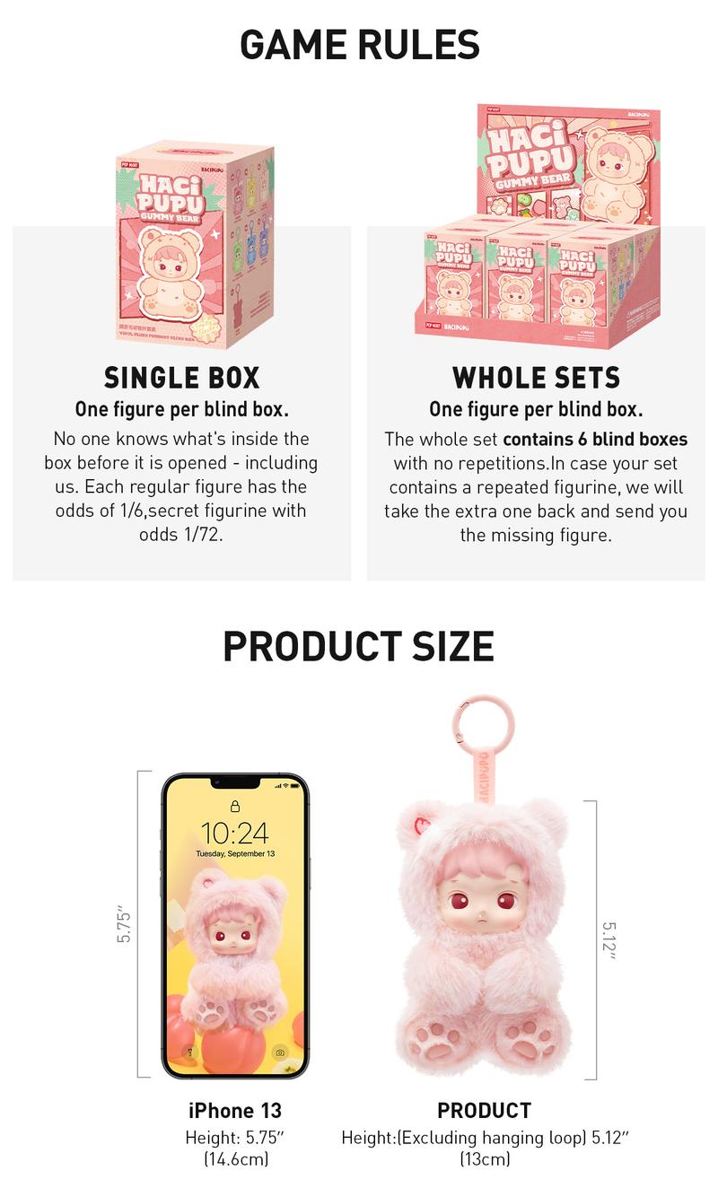 POP MART HACIPUPU Gummy Bear Series-Vinyl Plush Pendant Blind Box