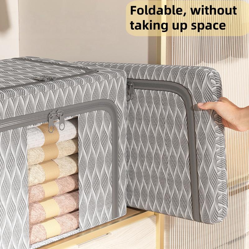 Large Capacity Stackable Storage Box, Waterproof Fabric Organizer for Bedroom Dorm Closet, Durable Folding Frame, Easy Access Zipper