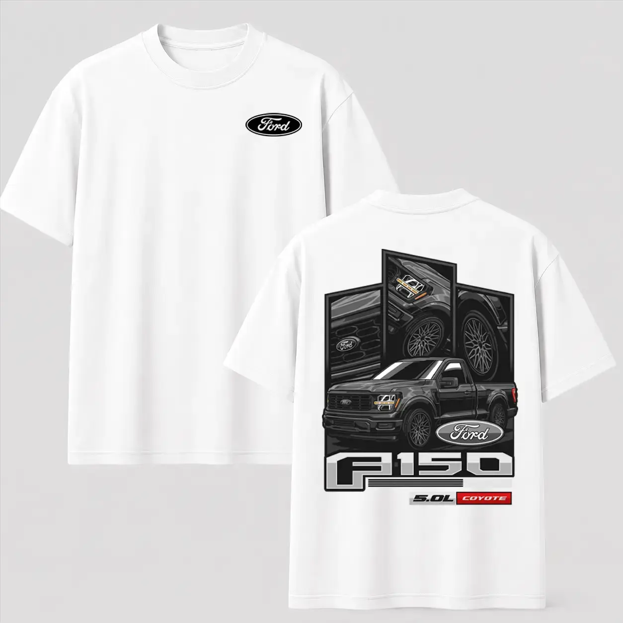 Men's Ford F-150 5.0L Coyote Graphic T-Shirt - Vintage Washed Black, Menswear Tops, Classic Casual Short-Sleeve Truck Tee, Shortsleeve, Round Neck, Graphic T Shirts, Mens Clothing,  Fashion Apparel book lover woodland cryptid fantasy romance night court