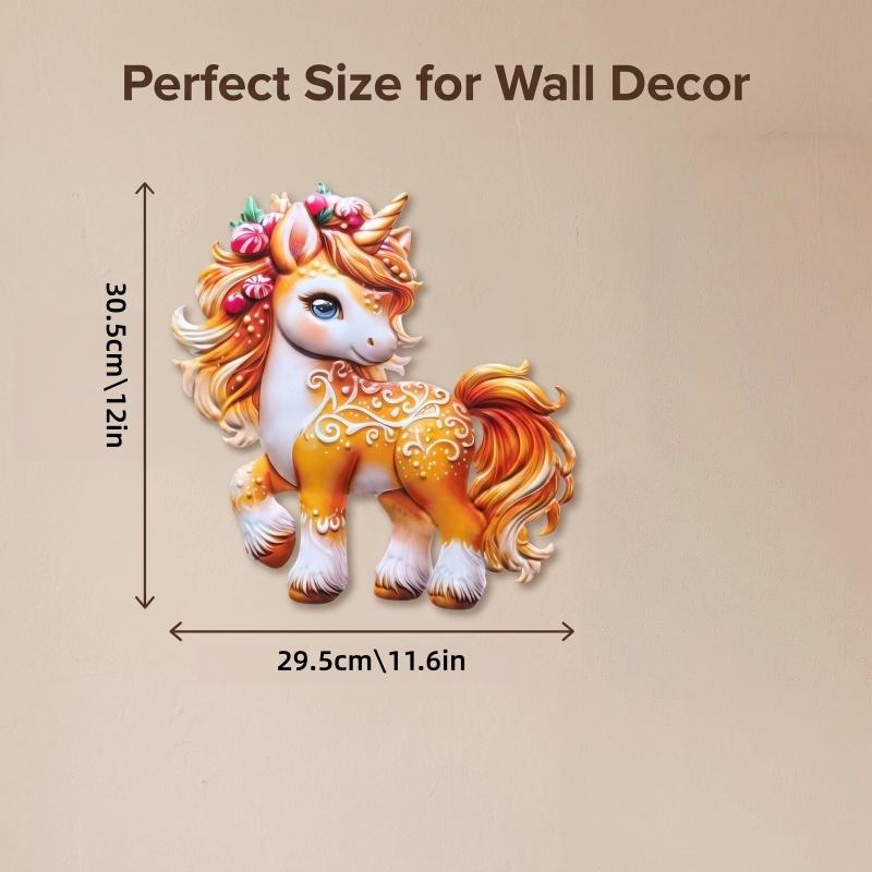 New Iron Art Christmas Unicorn Wall Decor, Candy Unicorn Metal Wall Hanging, Holiday Home Entry Party Atmosphere Decoration, Festive Christmas Ornament
