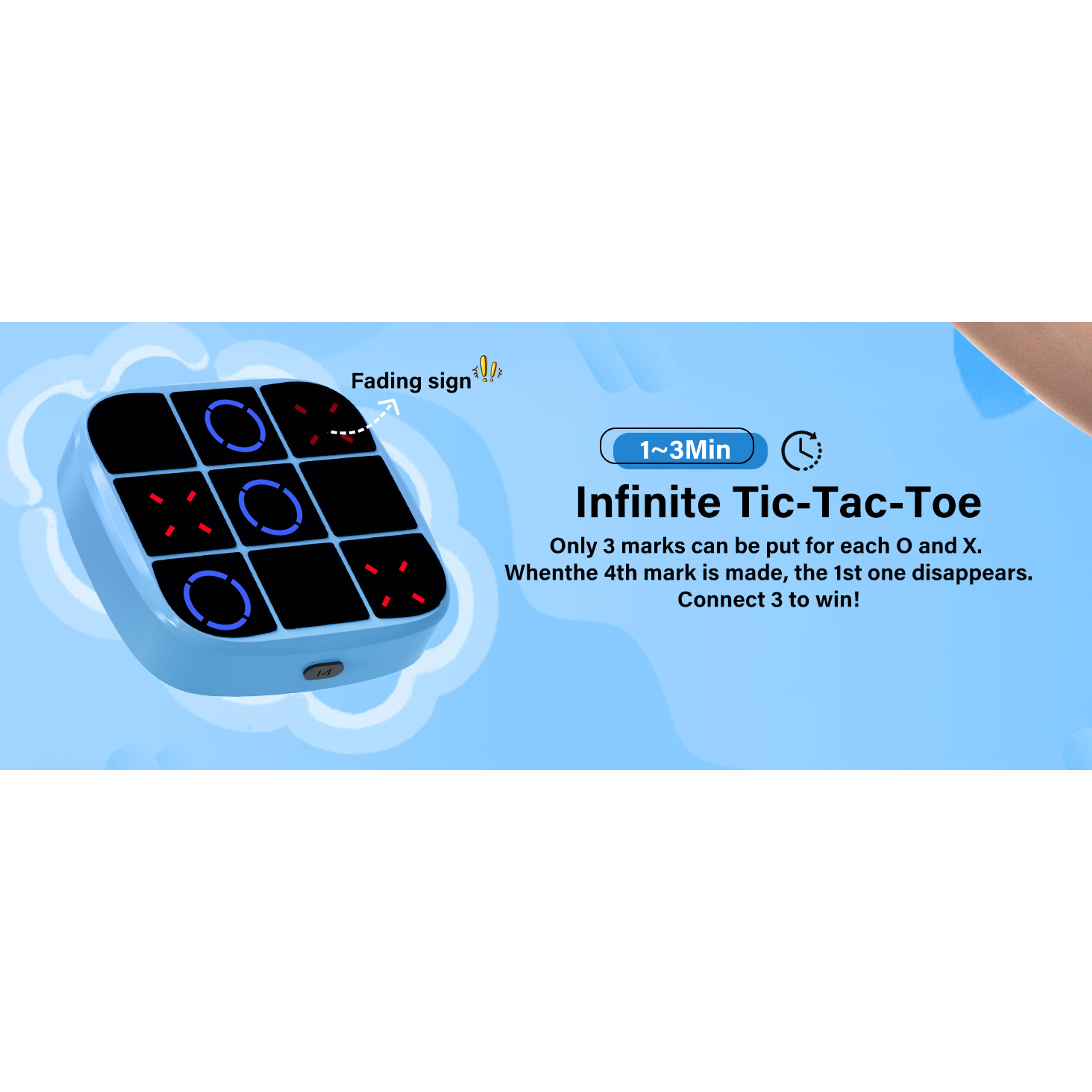 4-in-1 Handheld Puzzle Games Console, Electronic Tic-Tac-Toe Game for Educational and Memory Growth, Portable Travel Games for Car Ride, Board Games for Kids and Adults (Cyan)fidget toys