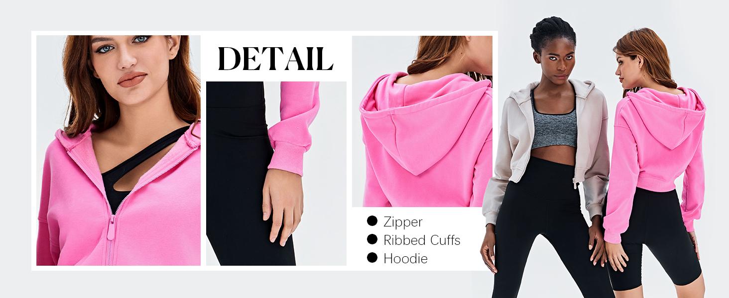 Fisoew Women's Cropped Zip Up Hoodie Sweatshirts Long Sleeve Casual Loose Y2K Pullover Tops Clothes Womenswear comfort hoodies