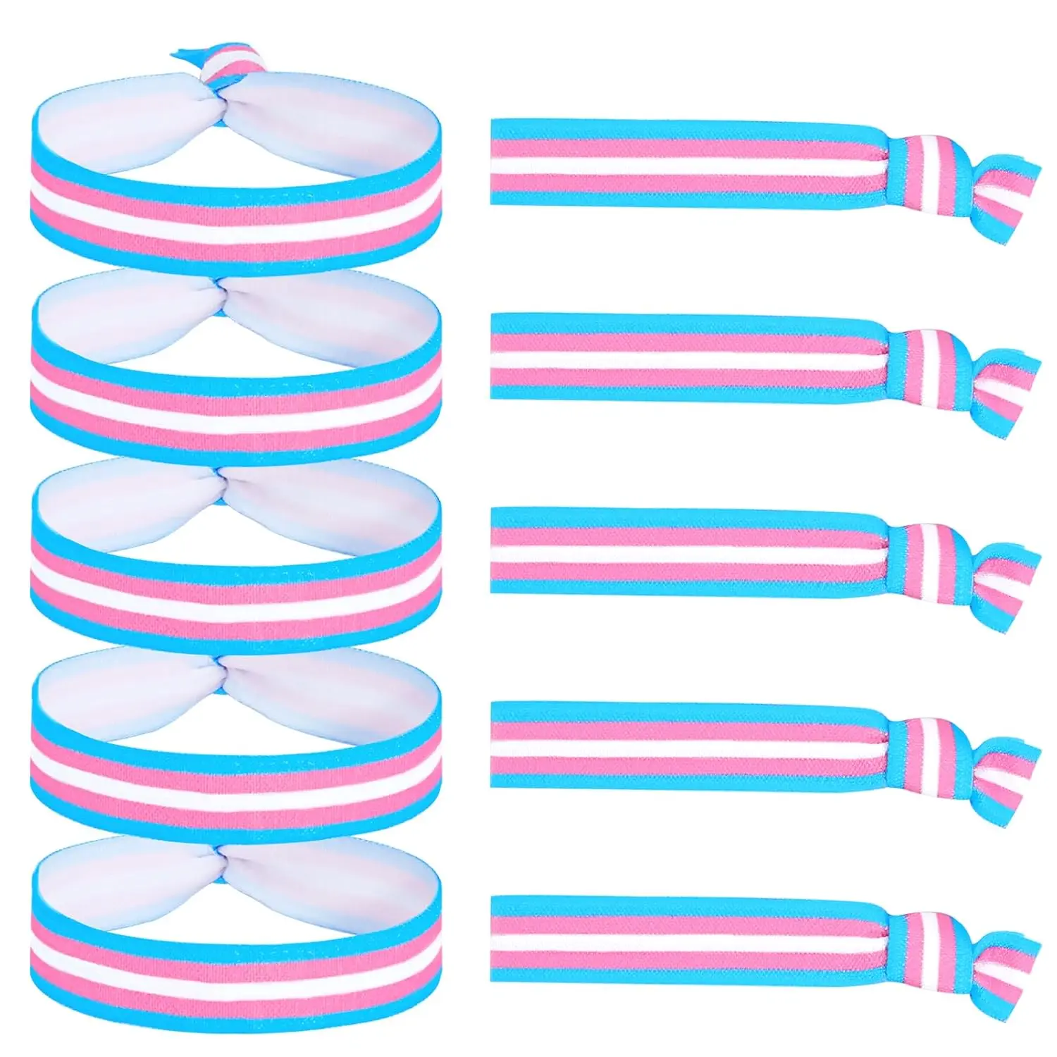 10 count LGBT Rainbow Bracelets for Women Stretch Elastic Pride Hair Ties LGBTQ Bisexual Lesbian Transgender Wristbands for Pride Month Party Accessories-Transgender