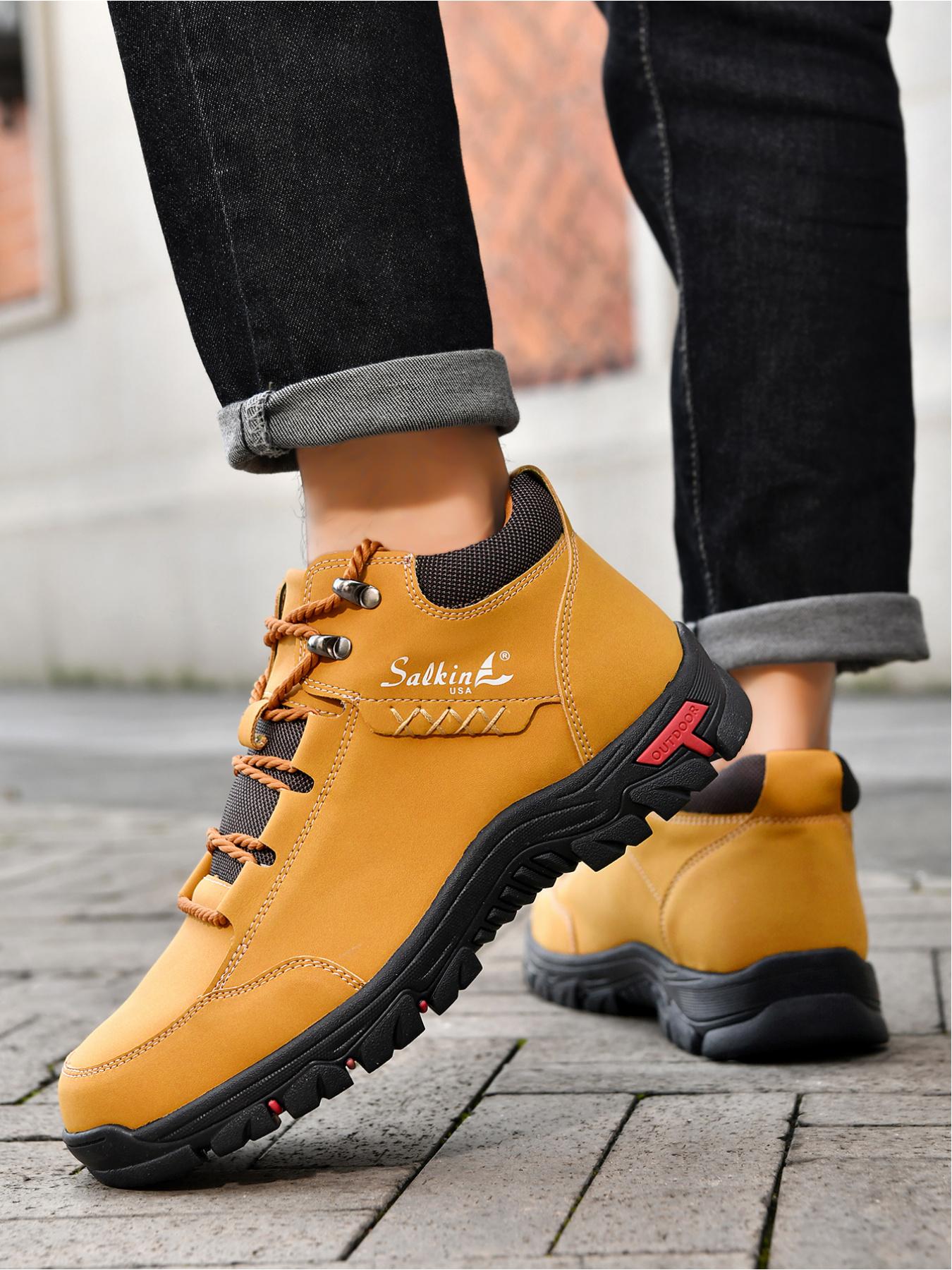 Men's High-Top Outdoor Hiking Boots, Non-Slip Wear-Resistant Work Boots, Lightweight Casual Trekking Shoes