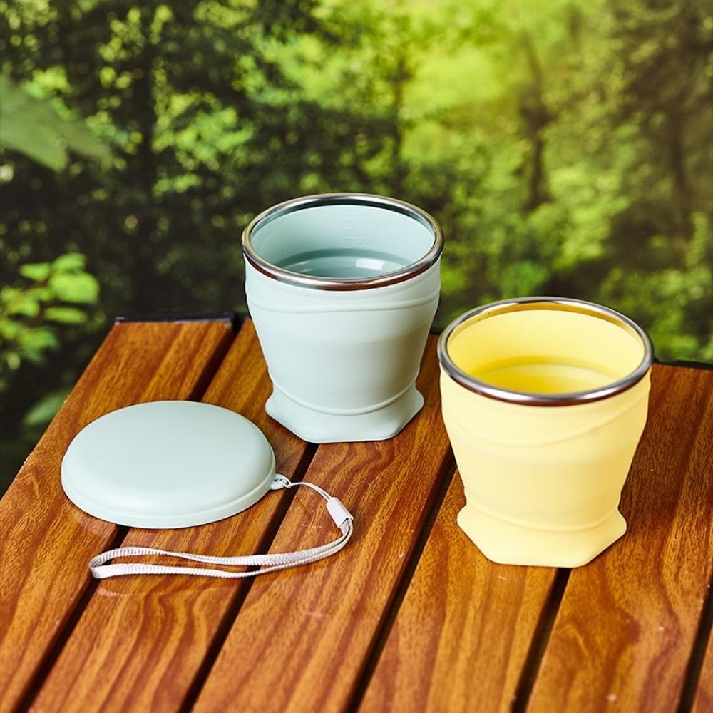 180 milliliters foldable water bottle, silicone foldable travel cup - Silicone foldable camping cup with lid - Easy to store, convenient to carry, suitable for travel and camping use