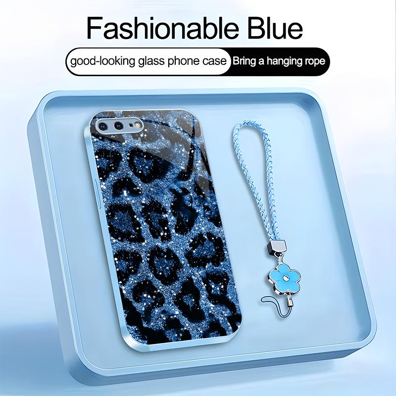 Suitable for [iPhone 8 Plus] high-end women's phone case，a beautiful four-leaf clover lanyard is included🥰,simple yet sophisticated leopard print design, affordable price, available in multiple colors YM99