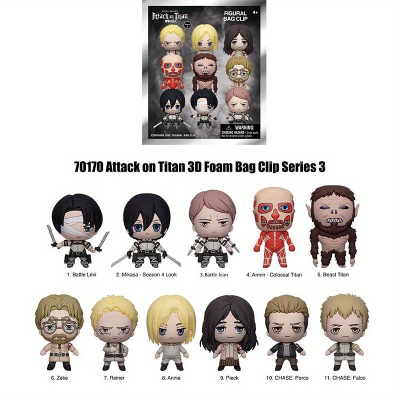 ATTACK ON TITAN Officially Licensed 3D Cartoon Anime Characters Series 3 Mystery Blind Box Keychain Eren JägerMikasa Ackerman Exquisite Collectibles for Friends Family Couples Birthday