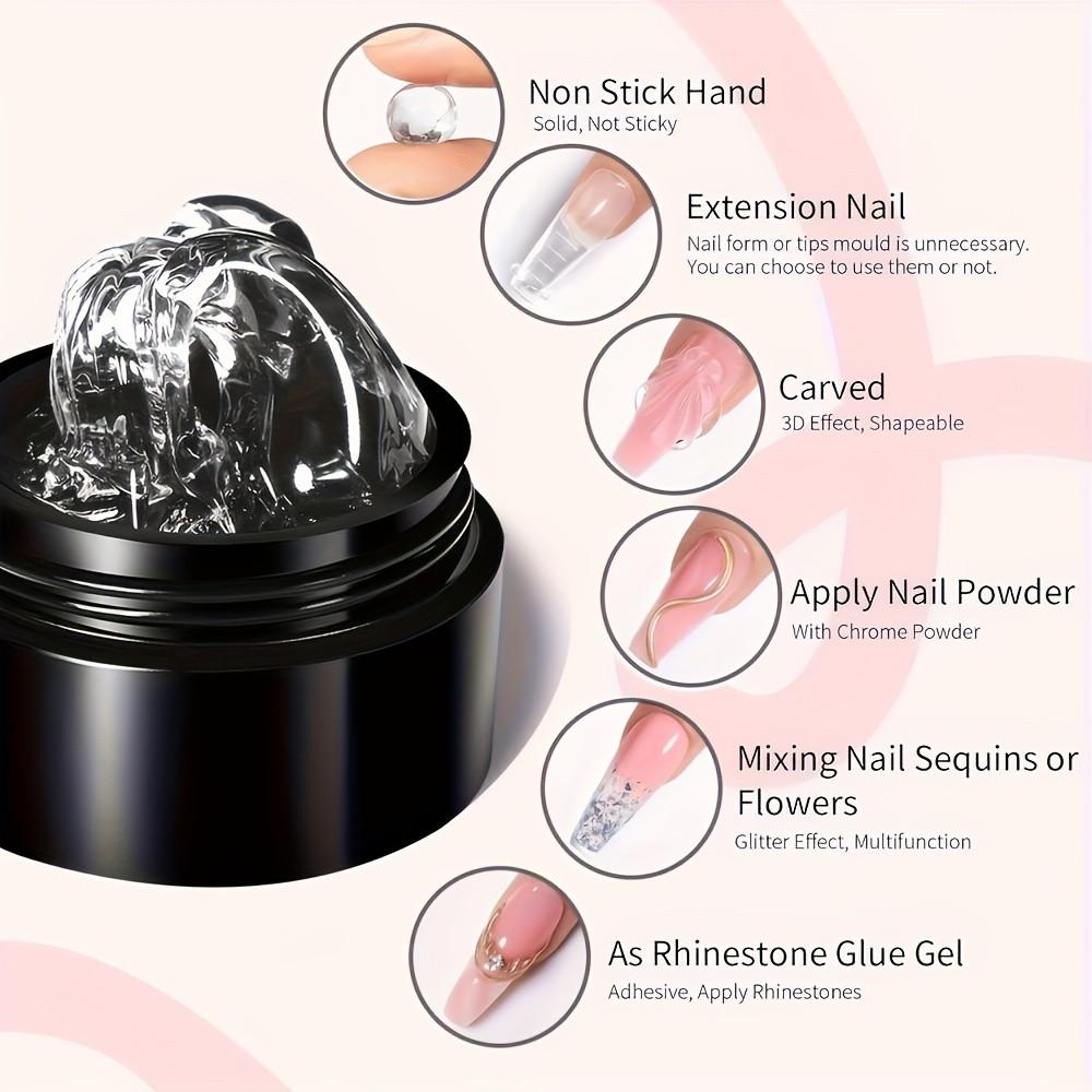 4pcs Non-Stick Solid Gel Set with Double-Headed Pen, 3D UV Nail Gel Kit for Nail Embossing & Sculpting, DIY Manicure at Home