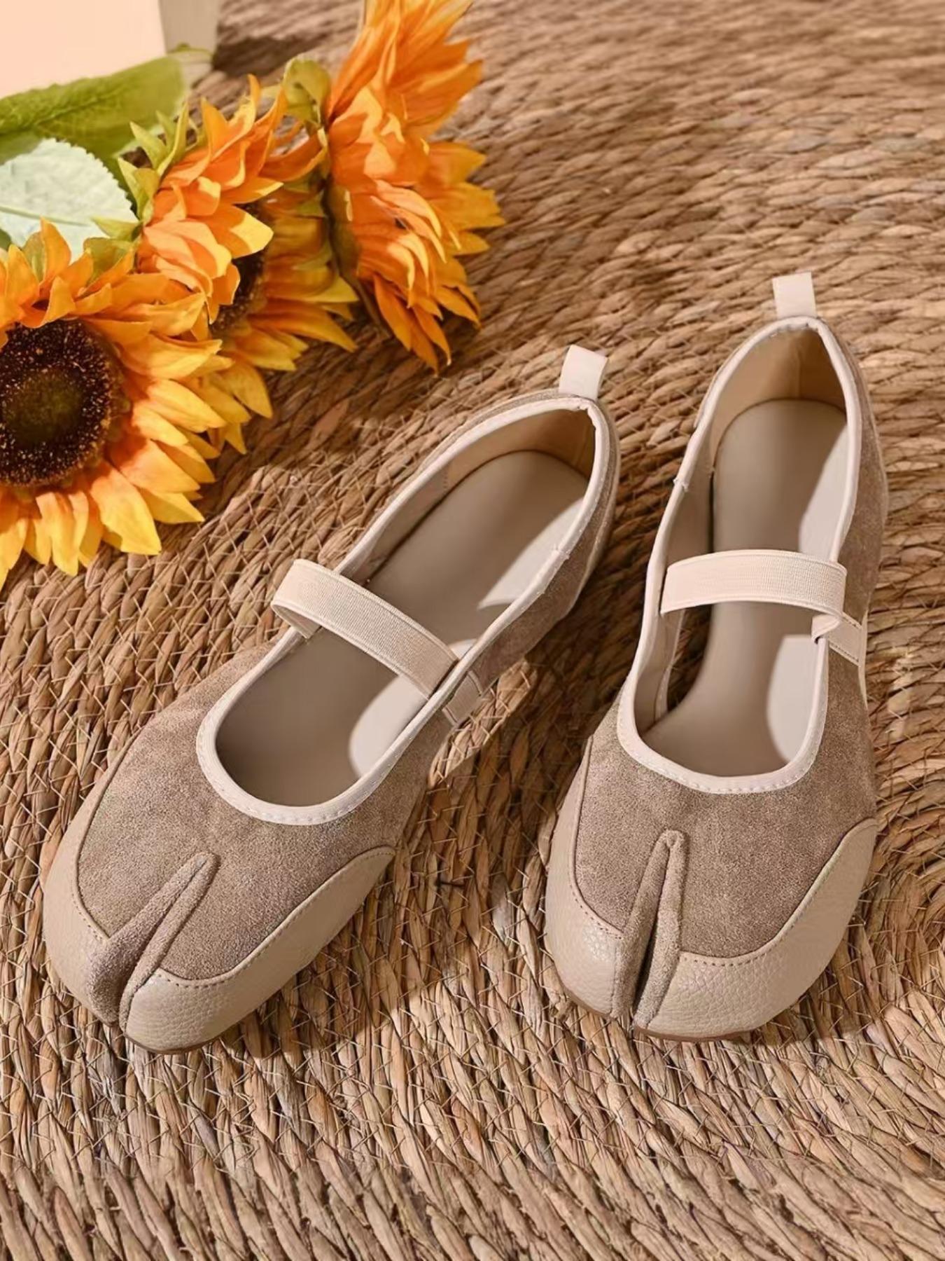 Women's Spring 2026 French Cross Strap Ballet Flats, Comfortable Casual Shoes, Striped Round Toe, Medium Width, All Seasons, Casual Wear Shoe