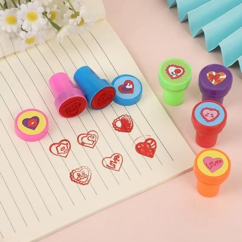 12-Piece Heart-Shaped Stamp Set - Safe & User-Friendly, Cultivates Hands-On Ability, Ideal for Birthday Party Favors, Journaling, Classroom Rewards, Gift for Children