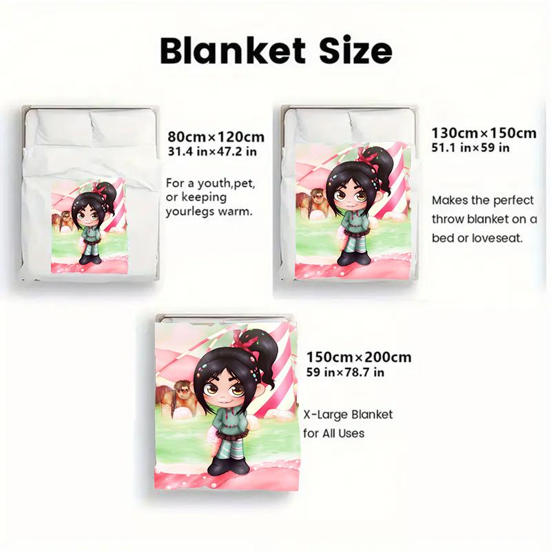 Sweet Vanellope Theme Prints Soft and comfortable home blankets, Cartoon pattern blanket, perfect Christmas gifts for friends and besties. Super soft heat-pressed blankets. Y251212357