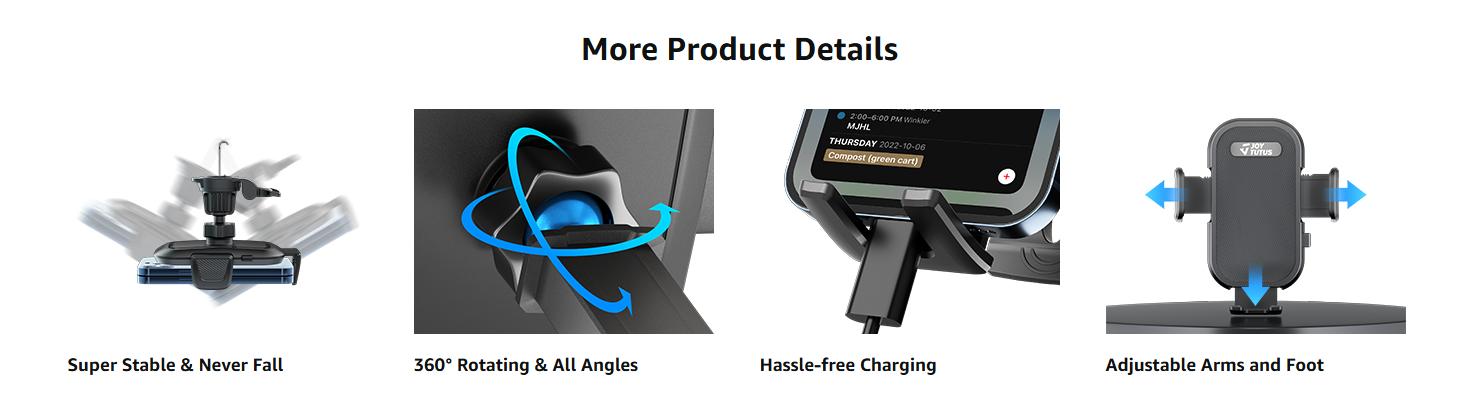 JOYTUTUS  Vacuum Magnetic Phone Holder Retractable Strong Suction Cup Hands-Free Car Mount Foldable Car Phone Stand For Car/Mirror/Gym Smartphone Cellphone Folding