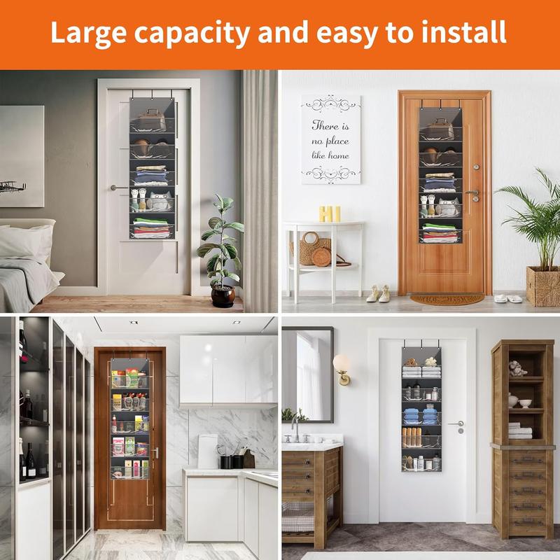 Over the Door Organizer Storage - 5- Tier Hanging Organizer with 5 Large Pockets, Anti-Tilt Design, 44 lb Capacity for Bedroom, Bathroom, Pantry, Perfect for Room Décor and Gifts.