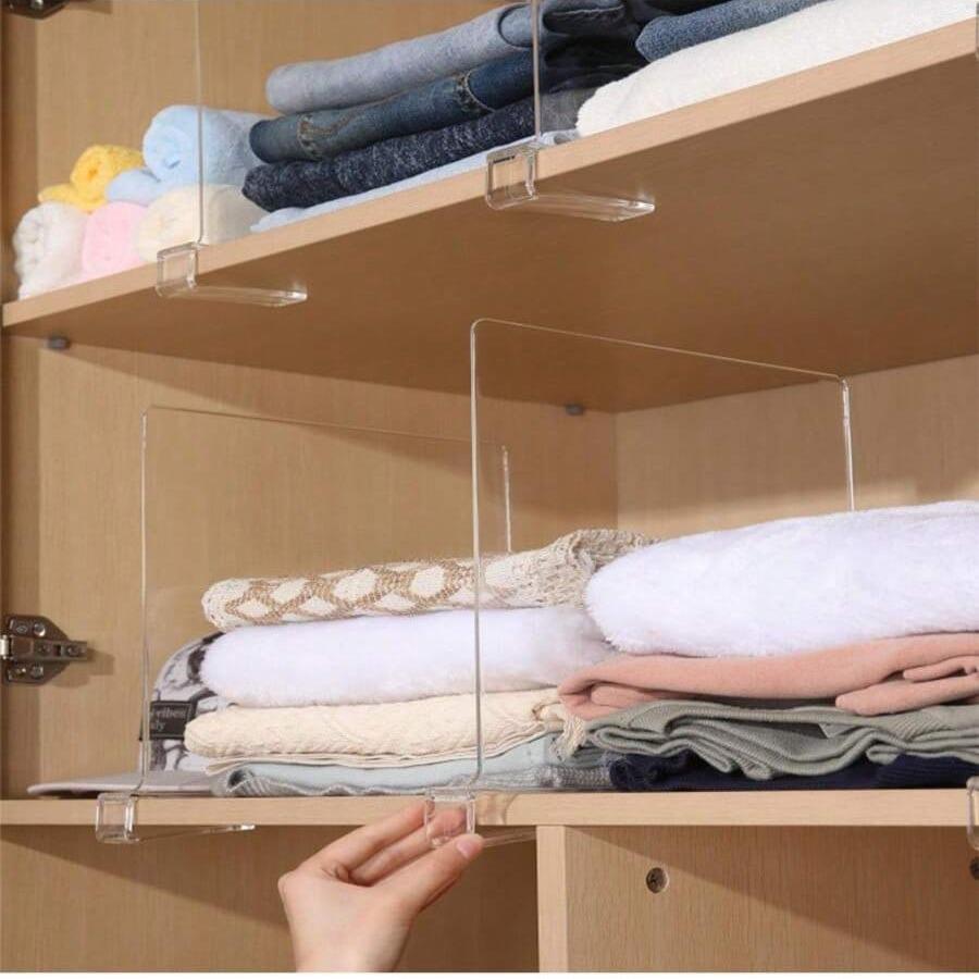 Clear Acrylic 6pcs Shelf Dividers for Closets, Organizers & Purses Separator, Ideal for Kitchen Cabinets & Bedrooms, Durable Design