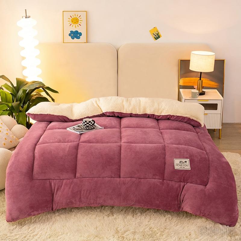 1pcs Winter Thick Solid Color Snowflake Fleece Blanket - Super soft, warm, and breathable polyester fiber, ideal for Christmas and New Year gifts, suitable for comfortable winter nights and home decoration