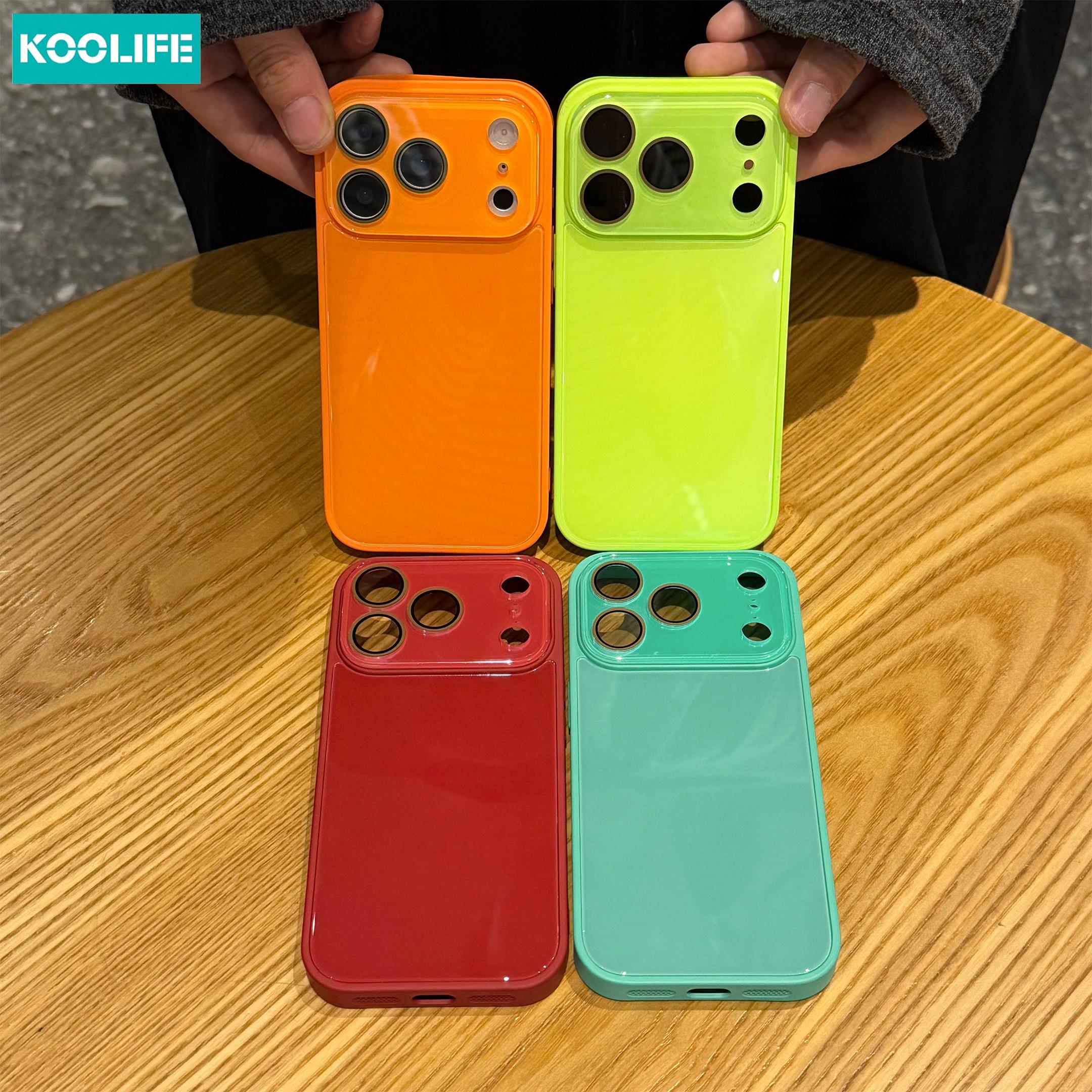 KOOLIFE Solid Color Glossy Glass Smartphone Case, Protective Cellphone Shell, Full Lens Coverage Shockproof Hard Shell, Anti-Scratch & Anti-Fingerprint, Compatible with iPhone 17/17 Pro/17 Pro Max/16/15/14/13/12/11, Minimalist Aesthetic Phone Accessory