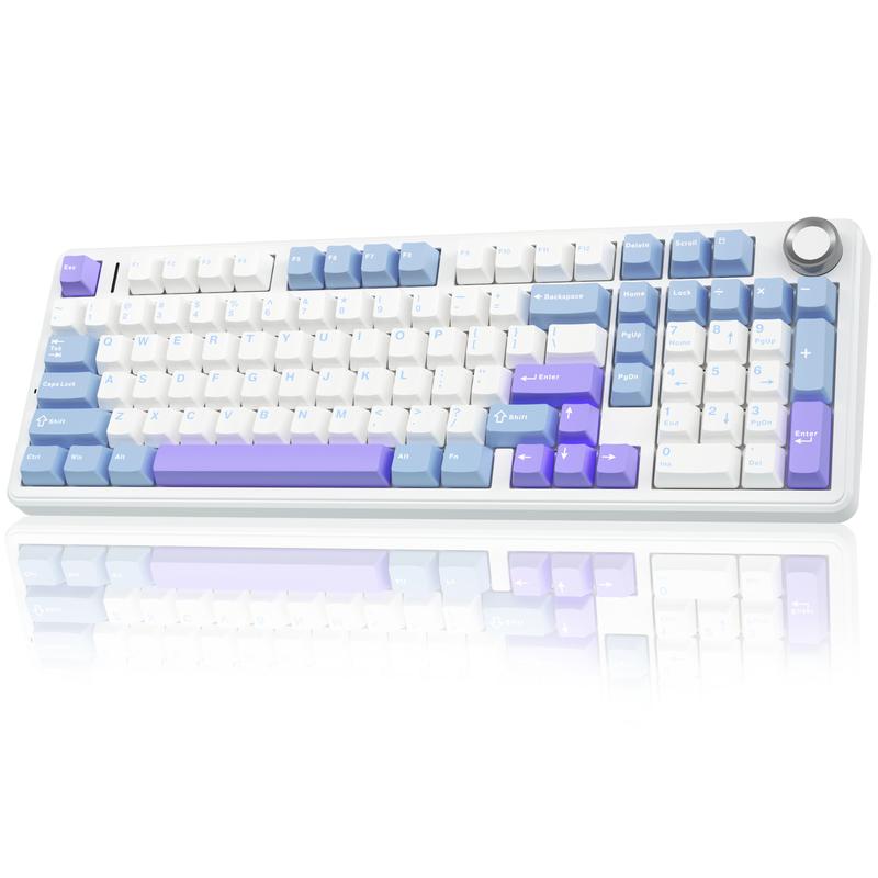 AULA F99 Pro Wireless Mechanical Keyboard with Knob,Tri-Mode BT5.0/USB-C/2.4GHz Hot Swappable Keyboard,Pre-lubed Switches,Gasket Structure,RGB Backlit Computer Gaming Keyboard (White&Blue&Purple) college school supplies TikTokShopfalldealsforyou AULA F99 Pro Wireless Mechanical Keyboard with Knob,Tri-Mode BT5.0/USB-C/2.4GHz Hot Swappable Keyboard,Pre-lubed Switches,Gasket Structure,RGB Backlit Computer Gaming Keyboard (White&Blue&Purple) college school supplies TikTokShopfalldealsforyou