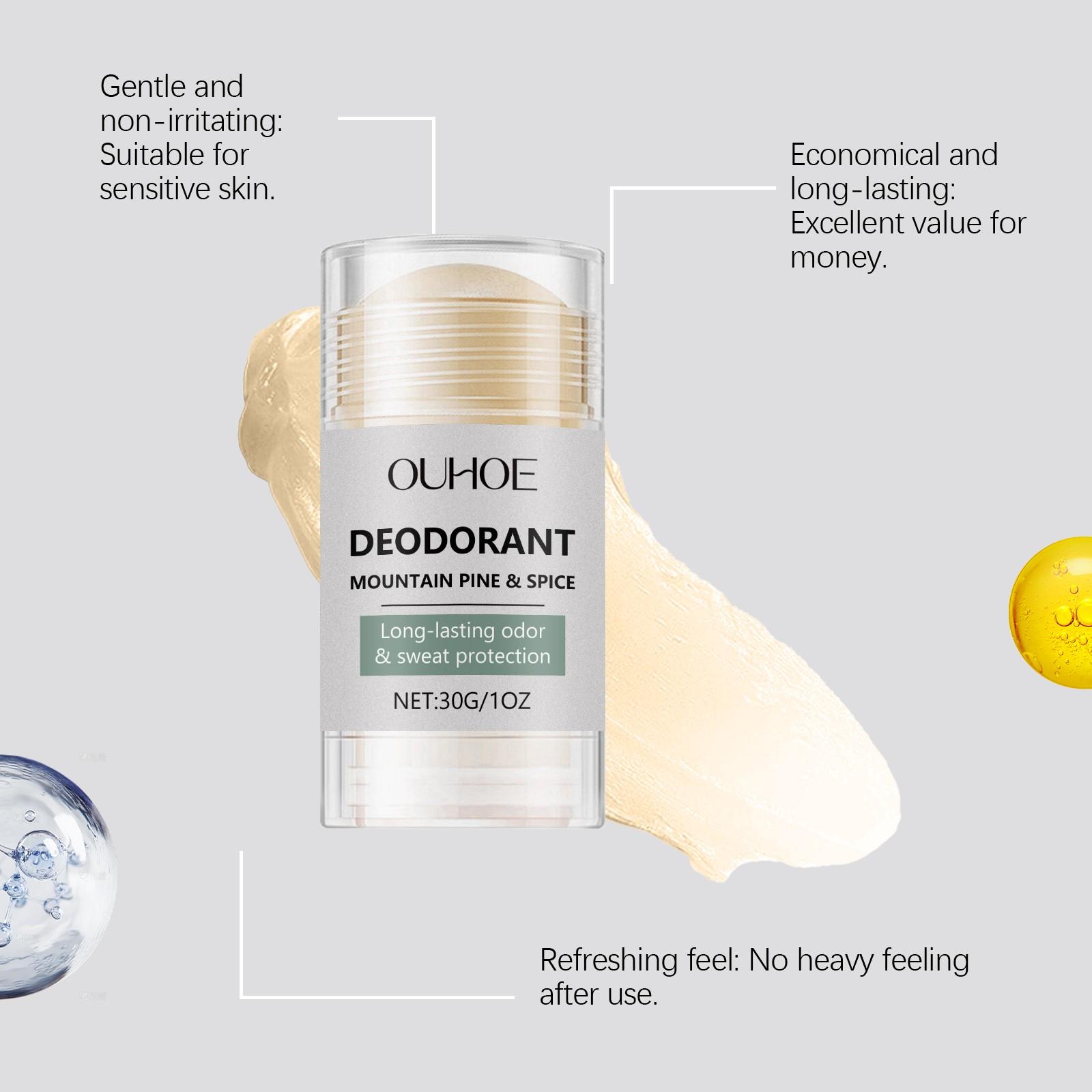 Ouhoe Men's Body Stick, Refreshing Non-Greasy Formula, Long-Lasting Fragrance, Gentle Skin Care, Ideal for Daily Use