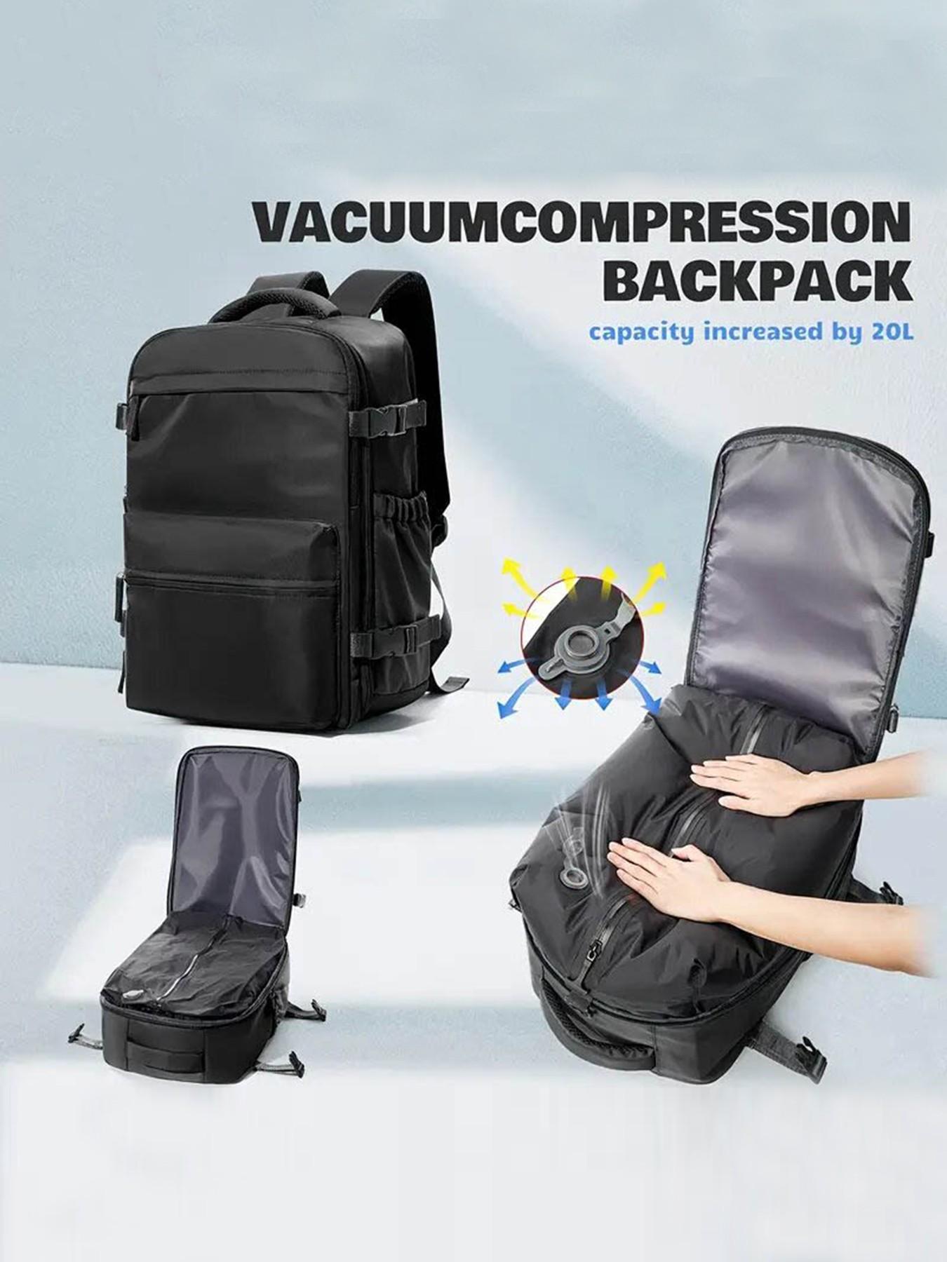 Commuting Vacuum Compressed Travel Work Backpack, Vacuum Compression Backpacks, Ryanair Boarding Ready, Large Capacity, Business Laptop, Women's Backpack with Air Pump