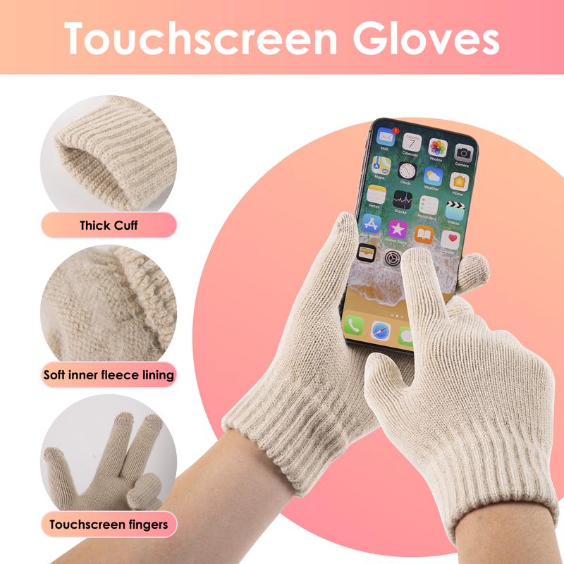 Warm Fleece Winter Beanie Hat Scarf Touchscreen Gloves Set for Women & Men 3PCS Christmas Gifts