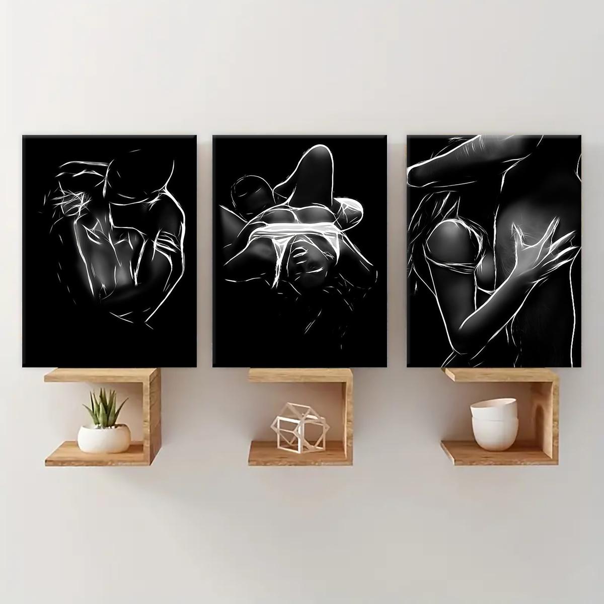 3-Pack Unframed Canvas Art, Abstract Human Body Poster, Romantic Decor, High-Definition Waterproof Print, Modern Home Decoration