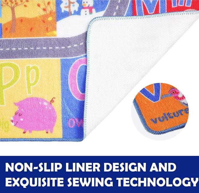 LOCHAS Kids Games Rug Animal Carpet ABC Educational Rug Mat Kids Area Rug for Playroom,Bedroom,Nursery Room, Non-slip Interaction Baby