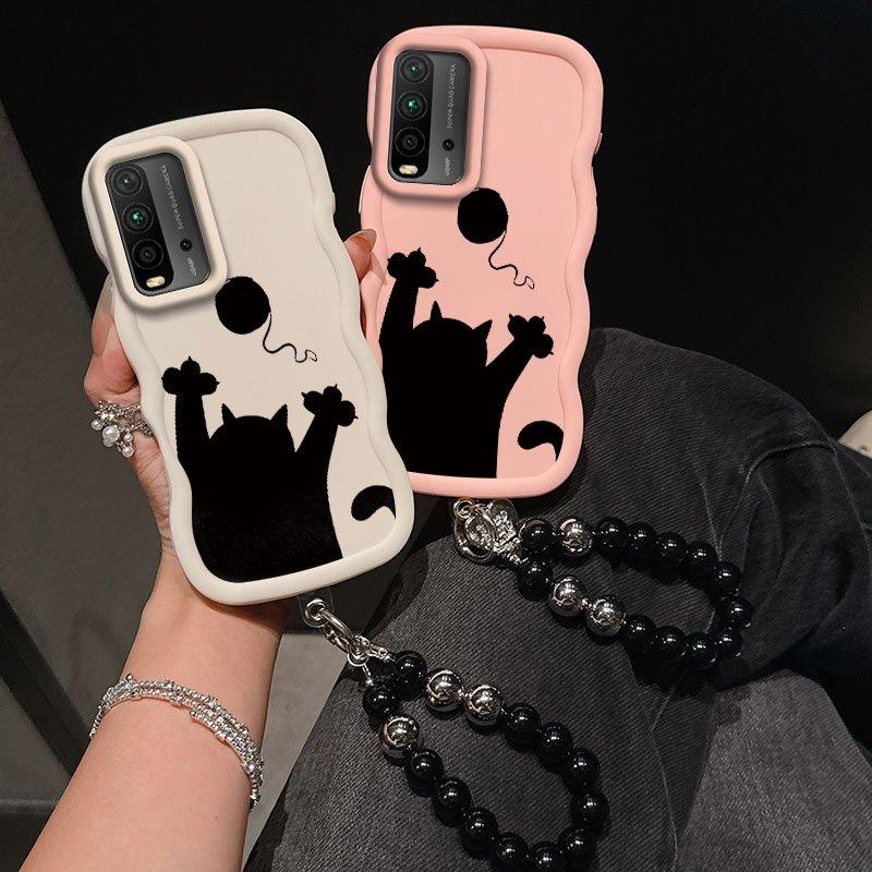 1 Piece Shadow Kitten Stylish Suitable For Redmi 9 Power Phone Case Cover With Flexible Finish Featuring Anti-Scratch And Lanyard For Daily Use