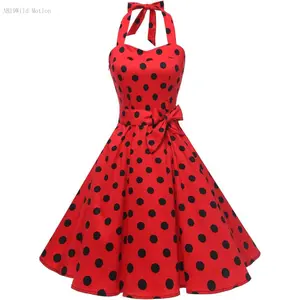 Women'sVintage Polka Audrey Dress 1950s Halter Retro Cocktail DressAB19Wild Motion