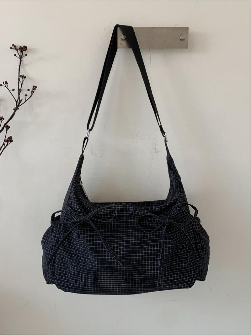 Casual versatile checkered striped pattern women's shoulder bag, large capacity, portable crossbody bag, adjustable shoulder strap, Crossbody Tote Bag