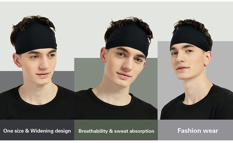 Sports Headbands for Men (5 Pack) - Moisture Wicking Workout Headband, Headbands for Men & Women | Sweat-Wicking, Secure Fit, Adjustable - Ideal for Running, Fitness, Basketball & Tennis