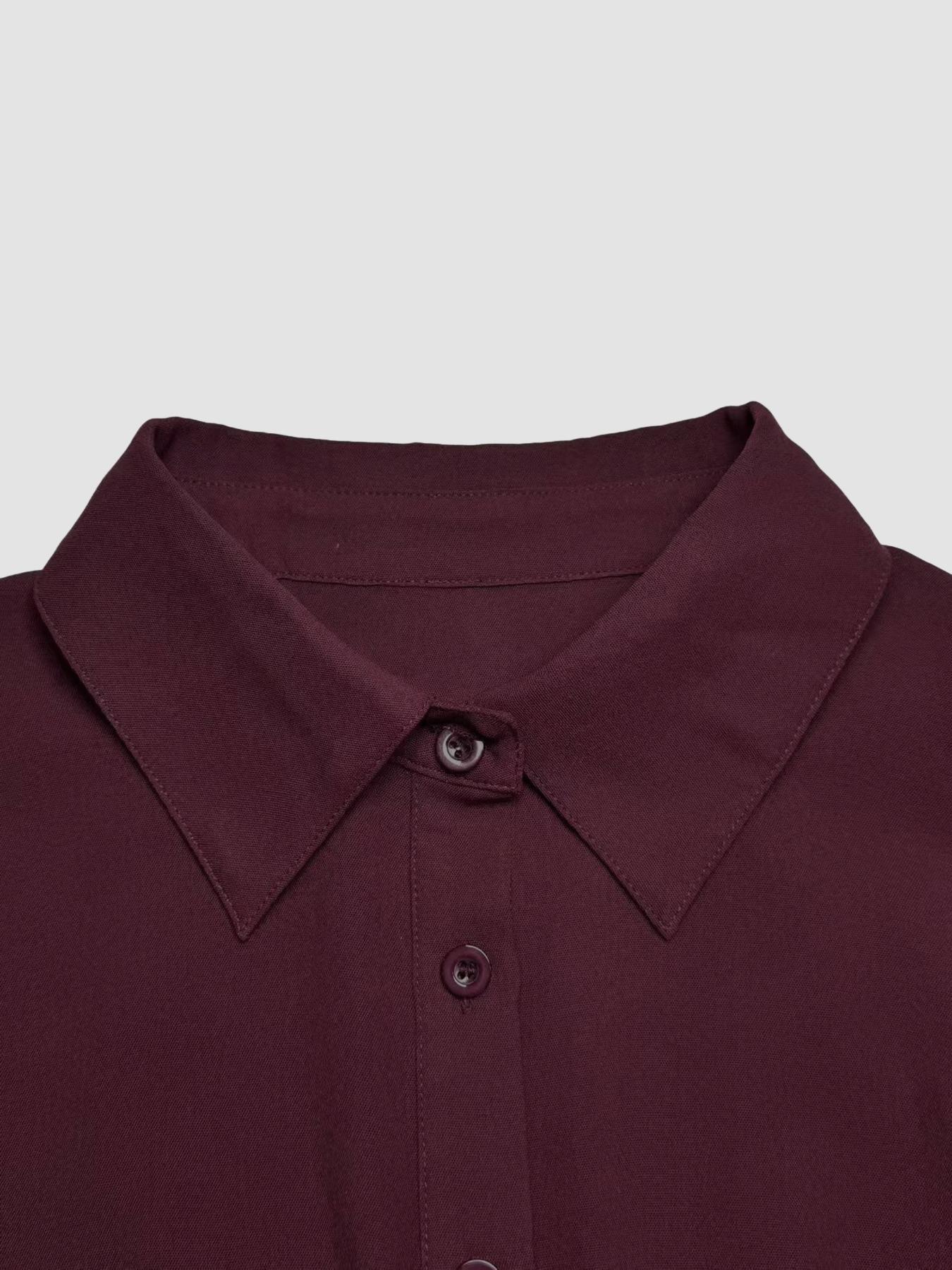 Women's Fashion Trendy Solid Color Pleated Waist Long Sleeve Dress, Casual Fitted Style, All Seasons Wear, Plain Pattern