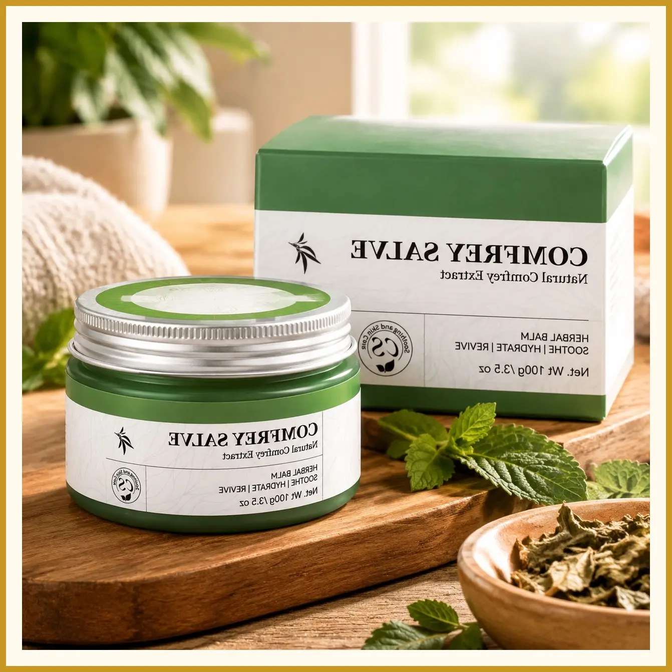 Handmade Organic Comfrey Salve 3.5oz Natural Herbal Balm for Bones Muscles Joints Knees and Skin Made in USA Handcrafted with Slow Infused Herbs and Mineral Rich IngredientsGift