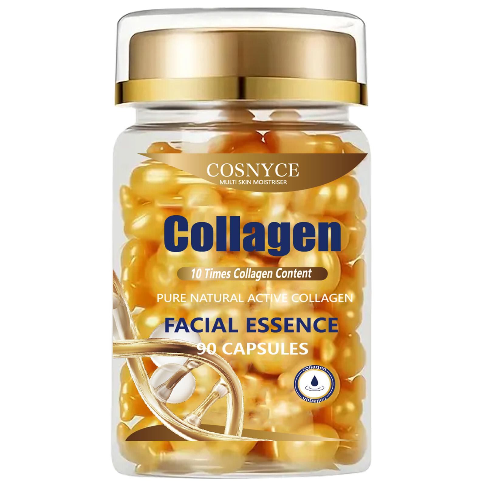 90 Capsules Collagen Essence, Unisex Skincare, Gentle Daily Moisturizing, Collagen Skin Glow, Brightening & Collagen Boosting Collagen Capsules for Smooth, Glossy Skin