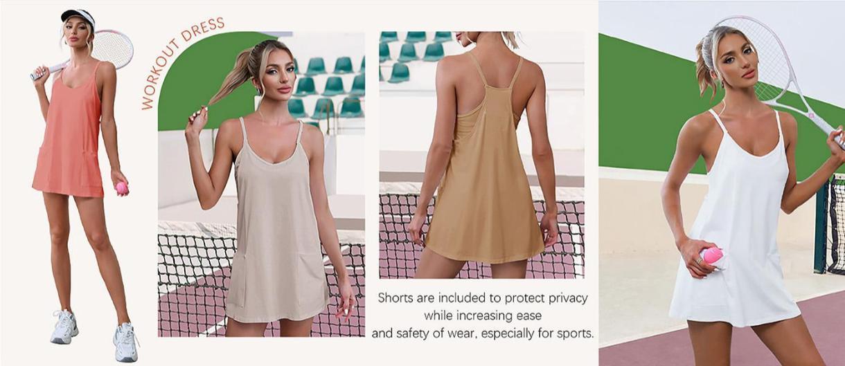 Imily Bela Women's Summer Mini Dress Casual Workout Tennis Dress with Shorts Sleeveless Althletic Dresses