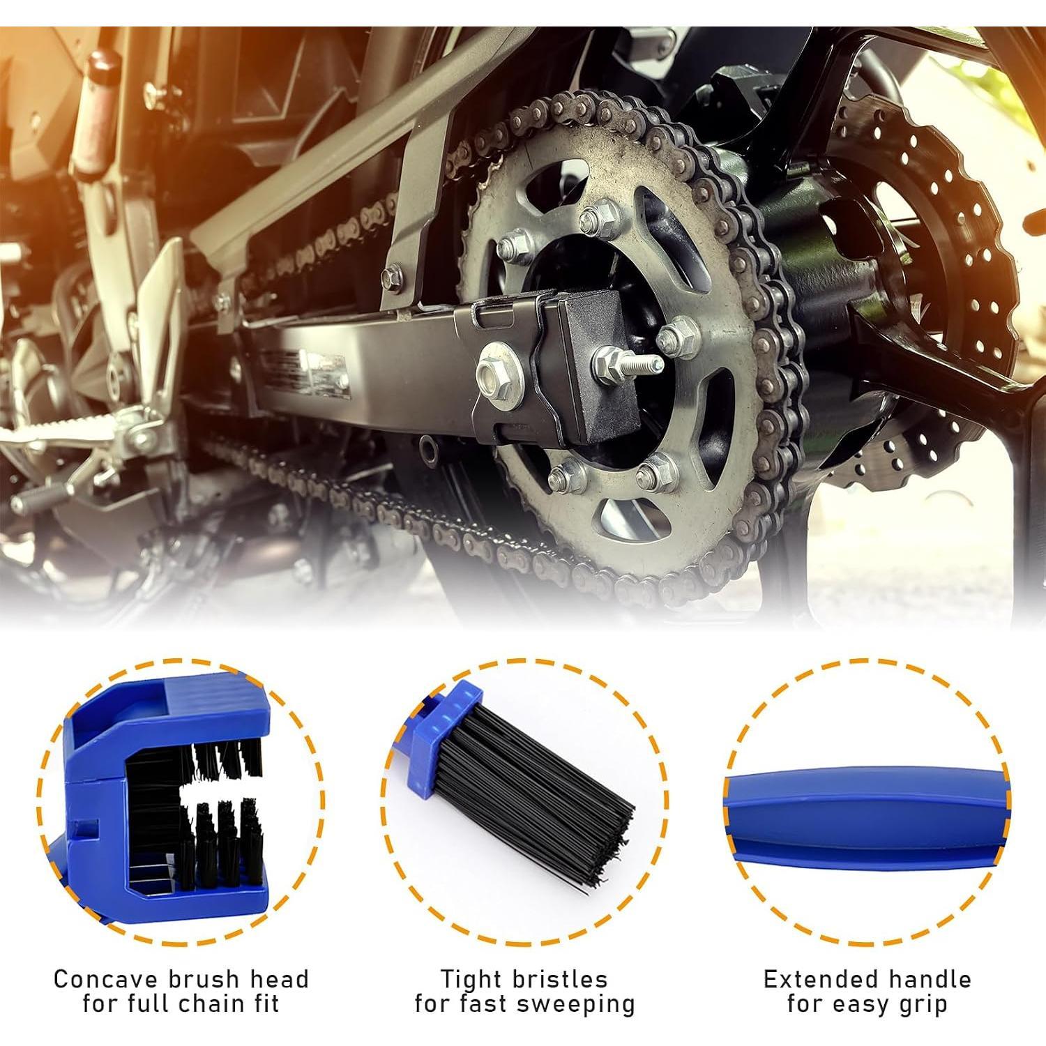 2 count  Chain Brush,  Chain Cleaning Brush Tool, Chain Gears Maintenance Cleaning Brush for   Scooter Tricycle,  Accessories (Red+Blue)