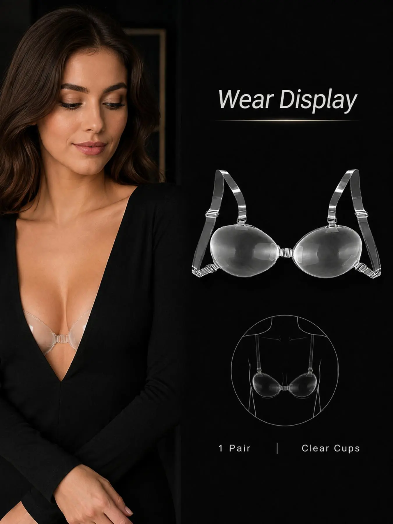 1 Pair Clear See Through Bra, features transparent cups and adjustable clear straps, convenient front clasp for easy wearing and removal, lightweight structure, great styling piece for sheer outfit, costume show and fashion shooting