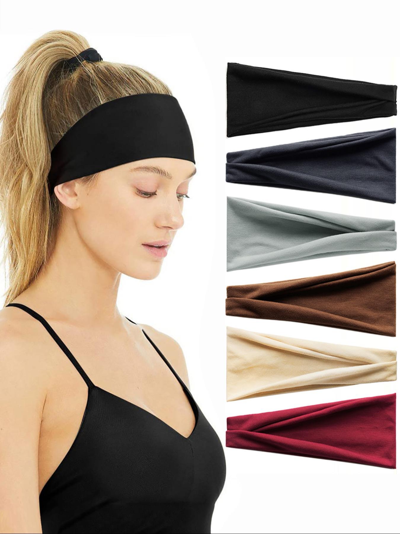 6pcs Solid Color Hair Band, Sweat Absorbing Elastic Hair Band for Men & Women, Sporty Headband for Running, Fitness, Sports Headband, Workout Headband