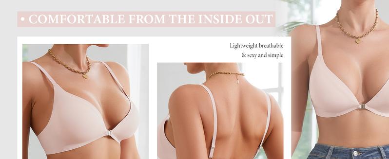 3 Pack Magnetic Front-Closure Wireless Bra with Spaghetti Straps Breathable Lightweight Comfortable Fit Womenswear Minimalist Bridal Basic Nylon Adjustable Everyday Wear  TikTokShopBlackFriday