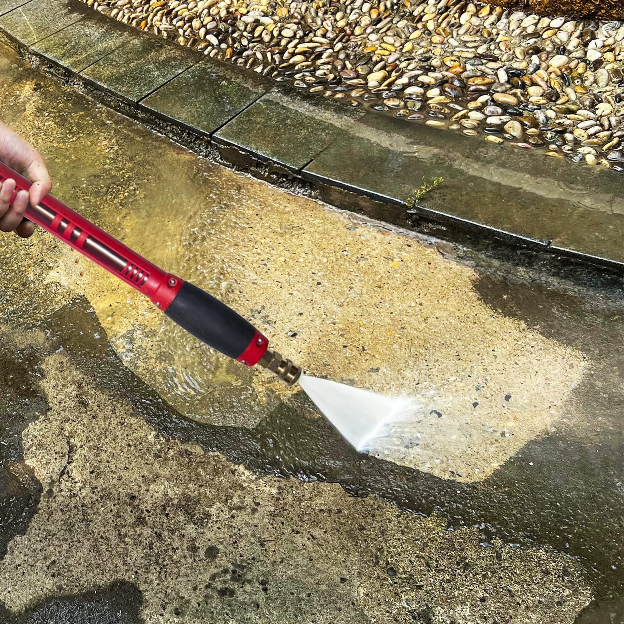 Hourleey Pressure Washer Gun, Red High Power Washer Gun with Replacement Wand Extension, 5 Nozzle Tips, M22 Fittings, 40 Inch, 5000 PSI Quick Connector Safety Trigger Handle